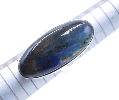 12 GM 925 Argento Sterling Naturale Pietra Labradorite Anello Regolabile Misura - Immagine 1 di 2