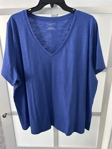 NEW! Women’s Talbots Plus ~ V - Neck Short Sleeve Top ~ Size 3X ~ Blue - Picture 1 of 4