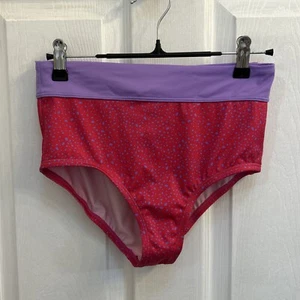 NEW Nike Youth Girls Swimsuit Water dots High Rise Bikini Bottoms Pink Large - Picture 1 of 14