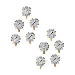 10 PACK LIQUID FILLED PRESSURE GAUGE 0-200 PSI, 2.5" FACE, 1/4" NPT LOWER MOUNT - Picture 1 of 5