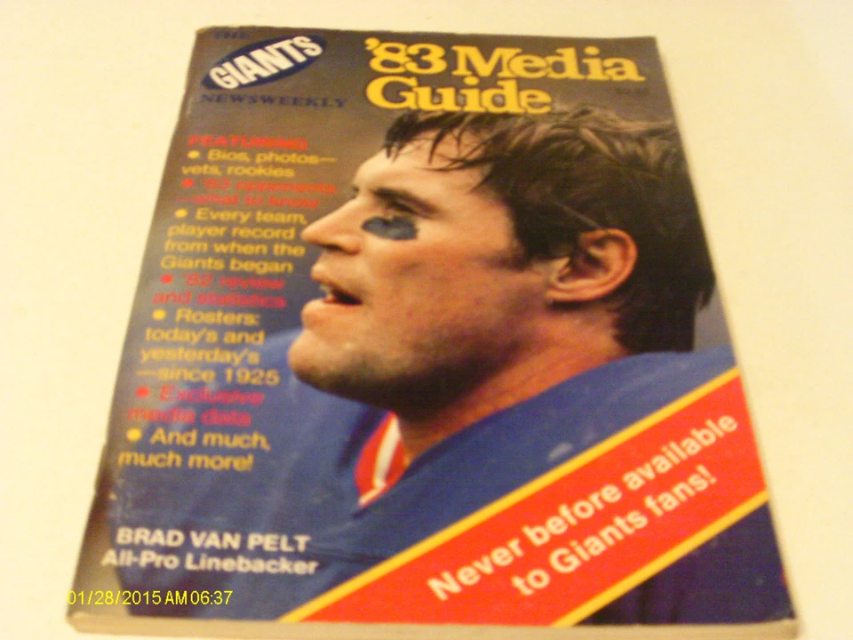 New York Giants 1983 Media Guide Bill Parcells Phil Simms Lawrence Taylor Foto 1 de 1