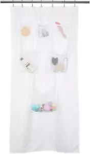 Mrs Awesome Fabric Stall Shower Curtain or Liner with 6 Mesh Pocket - 36 X 72 In - Picture 1 of 12