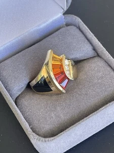 Anillo vintage de oro de 18k de citrino y diamantes/ ¡¡único en su clase!!! - Imagen 1 de 24