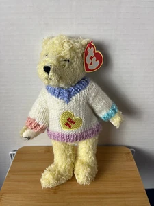 Ty Attic Treasures BARRYMORE the Yellow Valentine's Bear MWMT KISS ME Sweater - Picture 1 of 3
