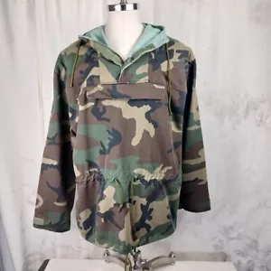 Woodland Camouflage Anorak Pullover With Hood And Drawstrings - Picture 1 of 10