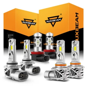 AUXBEAM Canbus 9005 9006 H11 LED Headlight High Low Beam Fog Light 6500K White - Picture 1 of 17