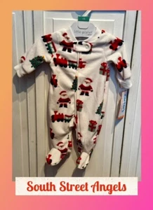 CARTER'S ~ SANTA'S WORKSHOP ~ FLEECE FOOTIE PAJAMAS ~ NEWBORN NWT - Picture 1 of 7