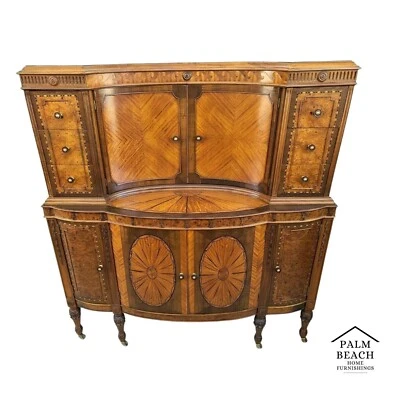 Antique c 1900 Art Nouveau Amboyna Burl Hand Carved Walnut Dresser - Image 1 of 4