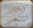 Etiquettes Vins France Chateau Le Bocage Bordeaux Clairet  1998 Wine Labels