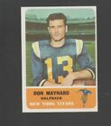 1962 Fleer Football Card #59 Don Maynard-New York Titans Near Mint Card