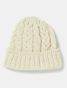 Aran Heritage Cable Wool Hat, Style# B387, Natural White, One Size - Picture 1 of 7
