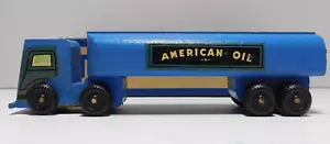 Vintage Tot Toys Wood Semi-Trailer Oil Truck Number No. 92 w Original Box Wooden - Picture 1 of 9