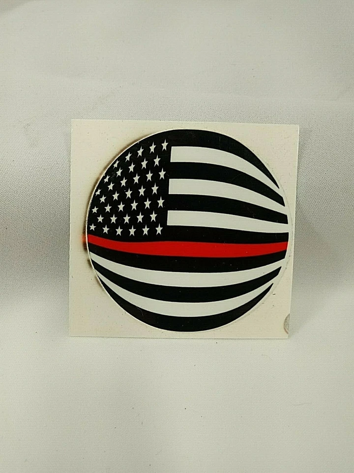 Pegatina Bandera Americana Redonda con Raya Roja (bomero) Foto 1 de 1