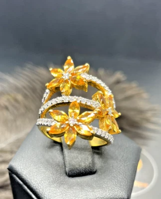 Fine Jewellery yellow sapphire flower Diamond ring - image 1 of 4