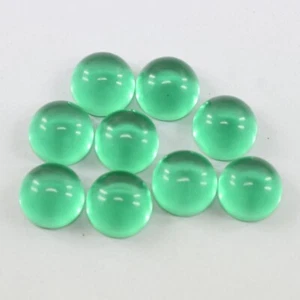 Round Cabochon Cut 65.80 Ct Loose Brazilian Green Topaz Gemstone Lot 9 Pieces - Picture 1 of 4