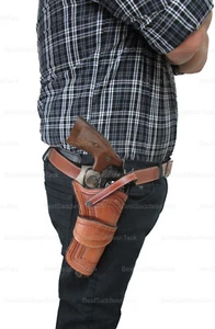 Western Holster with Belt Heart Tooled Leather 357 22 Long Barrel Taurus Colt - Picture 1 of 15