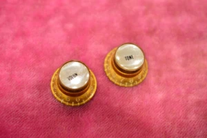 Vintage 1960s Gibson Gold Reflector Knob Pair ES-335 SG Standard Custom Les Paul - Picture 1 of 9