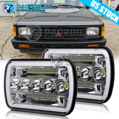Par de faros LED 5x7 7x6"" pulgadas haz alto-bajo DRL para Nissan Mitsubishi Mighty Max Foto 1 de 4