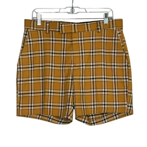 Booho Man yellow white plaid casual shorts size 32 - Picture 1 of 8