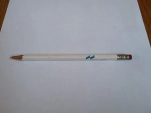 Vintage Security Norstar Pencil VERY WORN/USED White with blue emblem - Picture 1 of 7