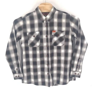 Dixxon Shirt Womens Large Ross Alley Black White Plaid Bamboo Long Sleeve - Picture 1 of 12