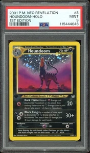 PSA 9 Mint Houndoom 8/64 1st Edition Neo Revelation 2001 Holo Rare - Picture 1 of 2