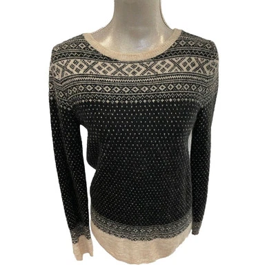 Uniqlo Ines De La Fressange Sweater Fair Isle Gray Black Cream Alpaca Sz Large - Image 1 of 4
