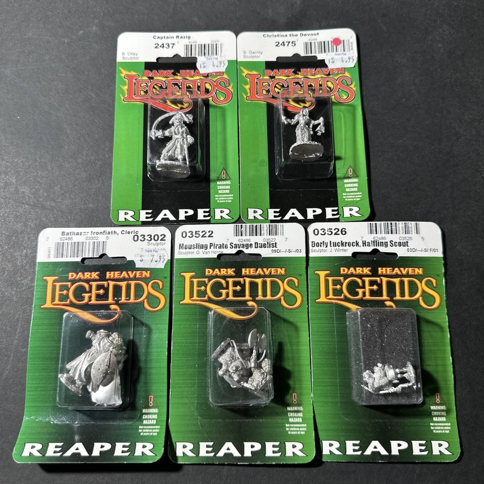 Miniaturas Reaper: Lote de 5 figuras selladas (metal) sin pintar sin montar B2156 Foto 1 de 1