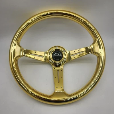 Volante plato profundo 24k pulido todo oro 350 mm 6 orificios agarre Nardi NRG Foto 1 de 4