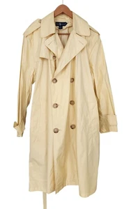 Gabardina vintage de algodón amarillo mantequilla Ralph Lauren con cinturón doble pecho mediano - Imagen 1 de 4