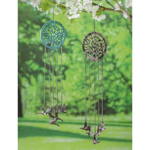 Artisan Cast Aluminum Wind Chime Mobile, Tree of Life with Birds - Picture 1 of 4