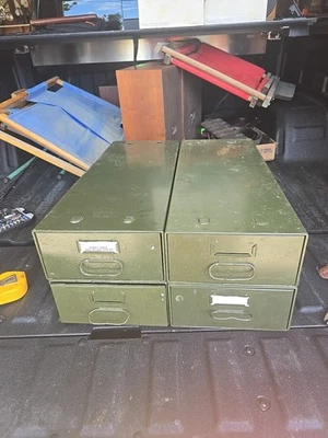 Archivador de metal apilable vintage con 4 cajones Pronto de almacenamiento verde Foto 1 de 4
