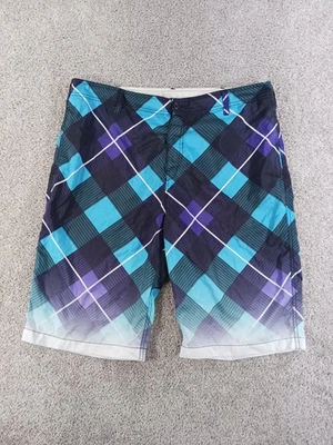 Pantalones cortos de natación Zoo York 38 para hombre azul negro púrpura geométrico Foto 1 de 4