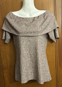 Vintage Juicy Couture Gray/Silver Knit Shawl Neck Top Size M - Picture 1 of 4