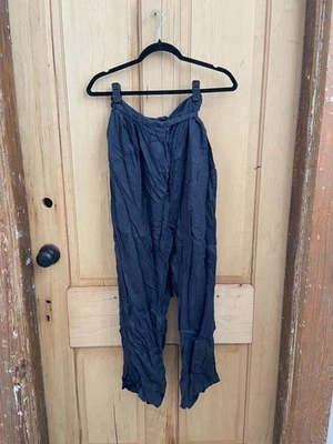 Calça de cintura Black Crane gravata preta 100% linho tamanho P pequena - Imagem 1 de 4