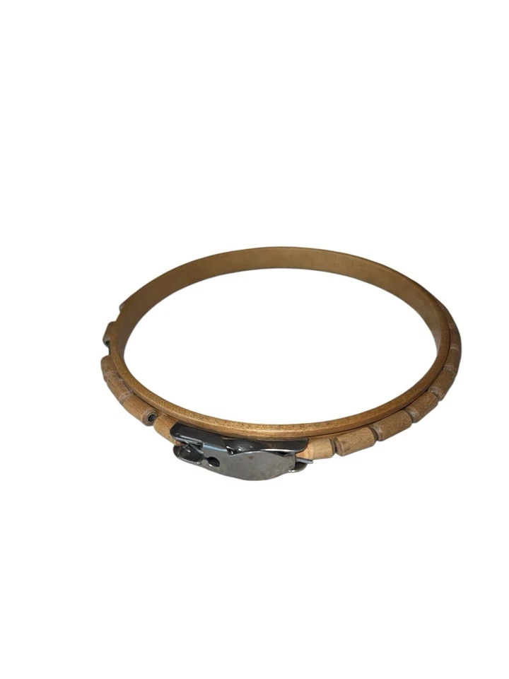 Embroidery Hoop RARE Latch Lock Tension Wood Bead Outer Ring Vintage Hardwood 6" - Image 1 of 4