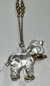 Vintage Glas mit Gold getaucht Elefant Anhänger & Perlen 25 Zoll Kette Halskette - Bild 1 von 4