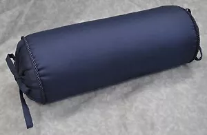 Corded Bolster Neck Roll Pillow made w Ralph Lauren Navy Blue Cotton Fabric - Picture 1 of 2