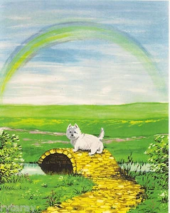 IMPRESIÓN DE PINTURA WEST HIGHLAND TERRIER SIMPATÍA WESTIE RYTA PUENTE ARCO IRIS ARTE - Imagen 1 de 1
