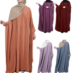 Ramadan Prayer Maxi Dress Women Muslim Islam Batwing Sleeve Kaftan Dress Arab - Picture 1 of 33