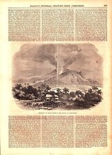  "ERUPTION MT. PELEE, MARTINIQUE" Antique Caribbean Volcano engraving 1855