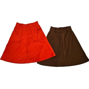 Vintage 60er Jahre Damen Größe 4 Miniröcke Polyester Mod Gogo rot orange braun - Bild 1 von 12