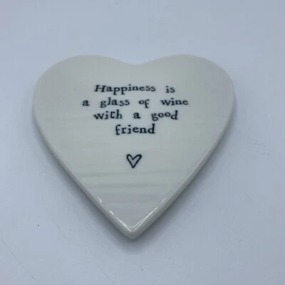 Posavasos de porcelana sentimental de East of India La felicidad es una copa de vino Foto 1 de 4