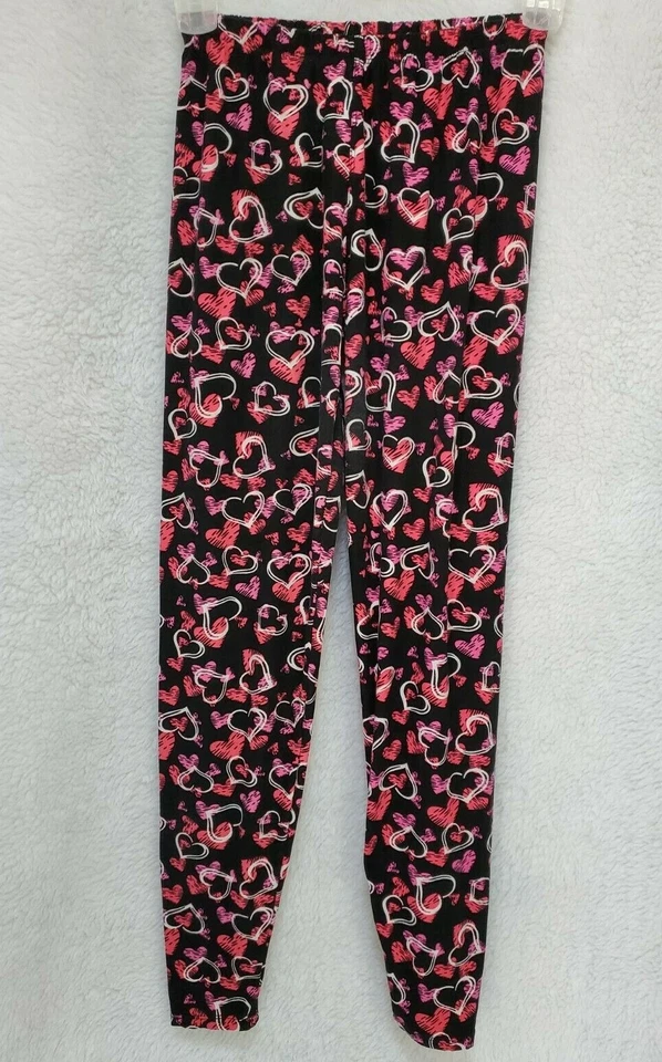 Calça Legging Feminina Tamanho P M G XL Preta Rosa Vermelha Branca Corações Sueded - Imagem 1 de 4