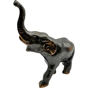 Cast Iron Elephant Figurine Statue Trunk Up Good Luck Decor Animal Sculpture - Picture 1 of 9