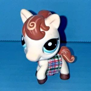 Littlest Pet Shop White Horse Pony Brown Mane Tail w/ Blue Eyes Blythe #1616 - Picture 1 of 6