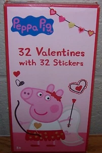 Valentines Day Exchange Cards (Box of 32) Peppa Pig with Stickers - Picture 1 of 4