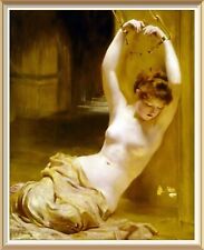 Nude Art George Hare Print THE GILDED CAGE Naked Woman Prisoner Slave in Chains