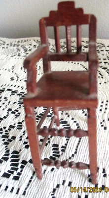 VINTAGE WOOD DOLLHOUSE JR. HIGH CHAIR BY B. LEO FALLERT 3 ½” TALL - Image 1 of 4