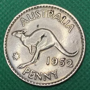 Kangaroo 1952 Australia Australian One 1 Penny Coin George VI - Picture 1 of 4